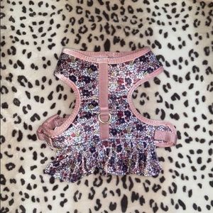 Floral dog harness with skirt